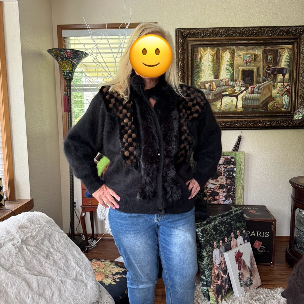 Venesha Vintage Angora Jacket with black and brown detailing